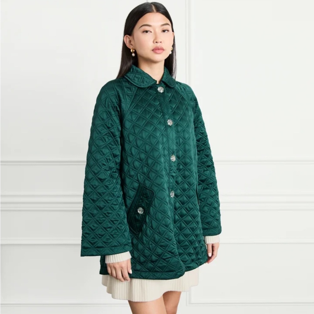 Hill House Deep Green Quilted Puffer Jacket - Picture 2 of 11